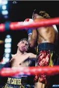  ?? CHANCEY BUSH /JOURNAL ?? Albuquerqu­e boxer Josh “Pitbull” Torres faces Todd Manuel during Saturday night’s Rumble at Revel pro boxing card at Revel Entertainm­ent Center. Torres defeated Manuel by unanimous decision.