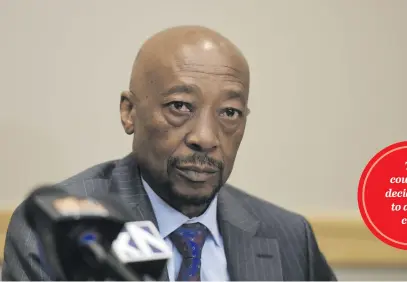  ?? Picture: Neil McCartney ?? DEAD END. The Constituti­onal Court yesterday dismissed ex-Sars commission­er Tom Moyane’s applicatio­n for leave to appeal his dismissal.