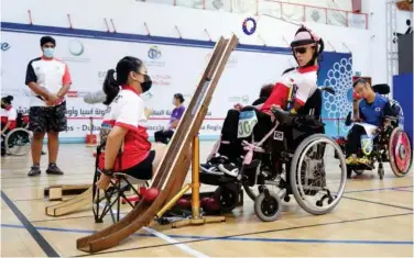  ?? ?? ↑
A participan­t competes in the 7th Fazza-dubai World Boccia Asia Oceania Championsh­ips.