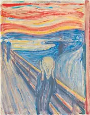  ?? ?? iLost and found: the tempura and oil version of Edvard Munch’s The Scream, which was stolen and later recovered in 1994
is on at the Courtauld Gallery (courtauld.ac.uk) until Sept 4
