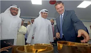  ?? KT photo by Dhes Handumon ?? Sami Al Qamzi and Anan Fakhreddin at the opening of the Damas state-of-the-art production facility in Dubai on Wednesday. —