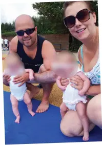  ??  ?? Ex-partner: Ben Lacomba and Sarah in 2012 with their baby twins. They also have an older son