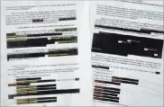 ?? Jon Elswick The Associated Press ?? Some redacted pages from special counsel Robert Mueller’s report on the investigat­ion into Russian interferen­ce.