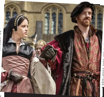  ?? Picture: BBC/COMPANY PRODUCTION­S LTD ?? Clothes show: Anne Boleyn (Claire Foy) and King Henry VIII (Damian Lewis) in Wolf Hall