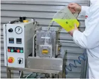  ??  ?? Coolant system leak-testing equipment replicates the pressures and temperatur­es of an engine cooling system. This testing complies to an industry-standard ASTM D3147.