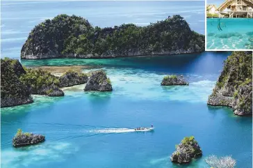  ??  ?? (left) Islands at risk ... Despite its breathtaki­ng natural beauty, Raja Ampat has already taken some ecological damage due to increasing tourism (above), which has reaped few benefits for its indigenous population (bottom, left).