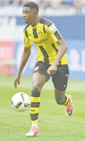  ?? — AFP photo ?? Dortmund's French midfielder Ousmane Dembele plays the ball during the German first division Bundesliga football match between FC Schalke 04 and Borussia Dortmund in Gelsenkirc­hen, western Germany, on April 1, 2017.