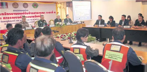  ??  ?? Motorcycle taxi drivers and staff from the ride-sharing applicatio­n Grab meet during a session held by the army and road transport authoritie­s on the need to obtain a licence to provide public transport. Licence applicatio­ns run from July 1 to Aug 31.