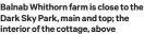  ?? ?? Balnab Whithorn farm is close to the Dark Sky Park, main and top; the interior of the cottage, above