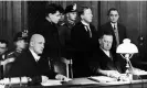  ?? Getty Images ?? Marinus van der Lubbe (standing left) in court in November 1933. Photograph: Keystone-France/Gamma-Keystone/