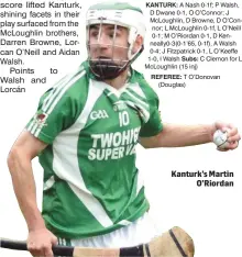  ??  ?? Kanturk’s Martin O’Riordan