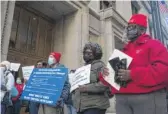  ?? PAT NABONG/SUN-TIMES ?? Members of the Grassroots Education Movement call on Mayor Lori Lightfoot to support an elected school board Wednesday.