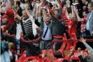  ??  ?? Sir Alex Ferguson celebrates a victory against Chelsea in 2011. Photograph: Tom Jenkins/The Guardian