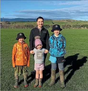  ?? Photo: Supplied ?? Left: New Otago Southland Young Farmers territory manager Amber Mitchell with her children, from left, Henry, Zara and Cooper.