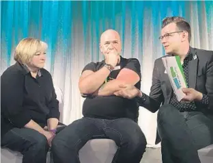  ?? MARIA ELENA VIZCAINO/STAFF ?? Judy Shepard, Terry DeCarlo of Orlando’s LGBT+ Center and Michael Farmer of Equality Florida take part in a discussion aimed at raising awareness of hate crimes at Parliament House in Orlando on Tuesday.