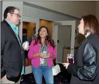  ??  ?? Brandon Mills with judges Robyn Richardson and Mills’ wife, Renee Shapiro of television station KATV