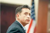  ?? LUIS SÁNCHEZ SATURNO/THE NEW MEXICAN ?? Former attorney Carlos Fierro stands at his arraignmen­t Monday on his appeal of a drunken-driving charge.