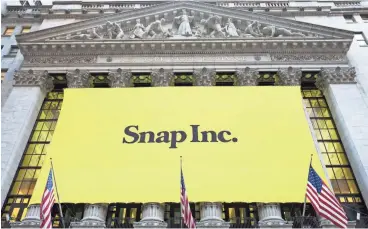  ?? MARK LENNIHAN/AP ?? Snap Inc., the company behind the Snapchat app, had its initial public offering Thursday on Wall Street.