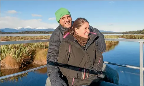  ??  ?? Cindy and Gavin Hopper moved from Auckland to the West Coast to set up West Coast Scenic Waterways, offering paddle boat cruises and kayaking on Lake Mahinapua.