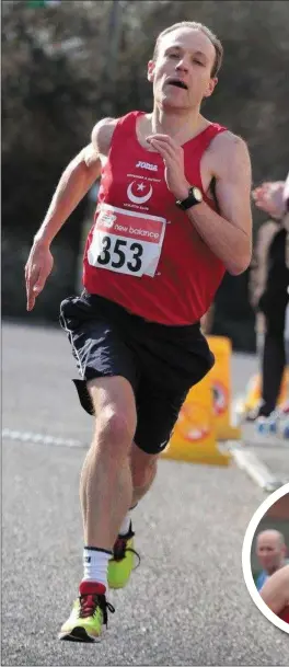  ??  ?? Brian Martin (Drogheda & District AC) on his way to finishing the Fingal 10k in a t