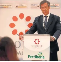  ?? ?? Javier Goñi, presidente de Fertiberia, durante su intervenci­ón.