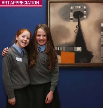  ??  ?? Holly Conroy and Ellen Tumulty during the Kilkerley National School 6th class students visit to Highlanes Gallery and tour with Artist Claire Halpin. Photo by Jenny Matthews