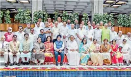  ?? PTI ?? Vice President M Venkaiah Naidu poses for photo with the newly-elected and nominated members of Rajya Sabha at the Orientatio­n Programme for the Members, in New Delhi on Saturday