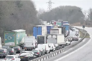  ?? Traffic on the M58 at a standstill after the incident COLIN LANE ??