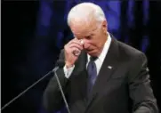  ?? JAE C. HONG — THE ASSOCIATED PRESS ?? Former Vice President Joe Biden wipes a tear away while giving a tribute during memorial service at North Phoenix Baptist Church for Sen. John McCain, R-Ariz., on Thursday in Phoenix.