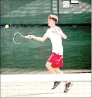  ?? FILE PHOTO ?? Coleman Warren competed for the Farmington tennis team during the State 5A tournament as Farmington’s No. 1 boys doubles team paired with Payton Maxwell. Warren attended Boys State May 28 - June 2.