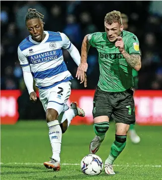  ?? ?? ON THE RUN: Stoke City’s Josh Tymon looks to make progress in the win at QPR.