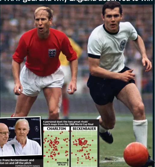  ??  ?? A personal duel: the two great rivals’ touch maps from the 1966 World Cup final