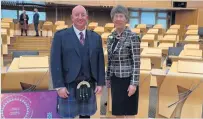  ?? ?? Guest Liz Smith MSP at Holyrood with Robert Allan