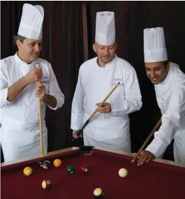  ??  ?? Chefs Laurent Allereau, Franck Page, Rabih Fouany