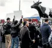  ?? CHRISTEL YARDLEY/STUFF ?? Farmers protested Labour’s proposed water tax in Morrinsvil­le this week.