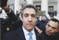  ?? (Andrew Kelly/Reuters) ?? US PRESIDENT Donald Trump’s former lawyer Michael Cohen outside Federal Court after entering a guilty plea in Manhattan on November 29.