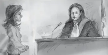  ?? ALEXANDRA NEWBOULD/THE CANADIAN PRESS ?? An artist’s sketch of Rohinie Bisesar’s appearance in court on Wednesday.