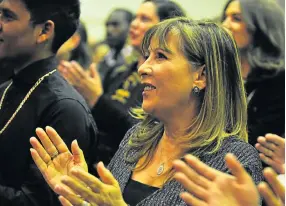  ??  ?? CELEBRATIN­G A LIFE: Chester Williams’s wife, Maria, attends the memorial service for former Springbok rugby player Chester Williams at the University of the Western Cape