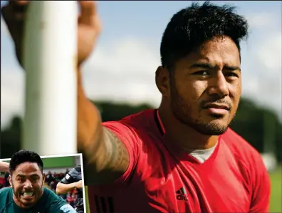  ??  ?? Who’s the daddy? New father Manu Tuilagi touches down for Leicester against Newcastle (left) after overcoming his injury hell