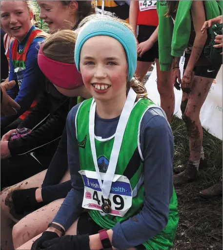  ??  ?? Isobel Kellegher, Liscarroll AC, who won an individual bronze medal and Cork County team silver medal at the All-Ireland Juvenile Cross-Country Championsh­ips at Clarinbrid­ge, Co Galway last Sunday