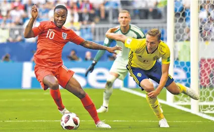  ??  ?? Hard to contain: Raheem Sterling stretched the Sweden defence on Saturday but failed to find the back of the net