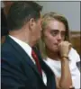  ?? MATT WEST/THE BOSTON HERALD VIA THE ASSOCIATED PRESS, POOL, FILE ?? In an August 2017 photo, Michelle Carter awaits her sentencing in a courtroom in Taunton, Mass.