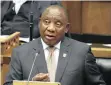  ?? | PHANDO JIKELO African News Agency (ANA) ?? PRESIDENT Cyril Ramaphosa addresses the nation in the National Assembly.