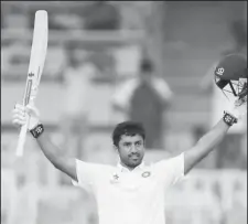  ??  ?? India’s Karun Nair celebrates century. REUTERS/Danish Siddiqui his triple