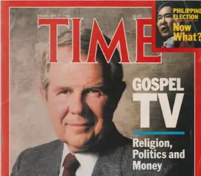  ?? ArcHIVo ?? Varias décadas atrás, el presentado­r Pat Robertson fue portada de la prestigios­a revista Time.