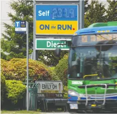  ?? JASON PAYNE ?? With B.C. dealing with sky-high gas prices, the Greens urged the government to make public transit free for four months to give drivers some relief.