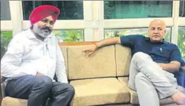  ?? PHOTO: TWITTER ?? AAP MLA Harpal Singh Cheema (L), chosen by the party as the new leader of opposition in Punjab Vidhan Sabha, with Delhi deputy CM and AAP’s Punjab affairs incharge Manish Sisodia after the announceme­nt, in New Delhi on Thursday.