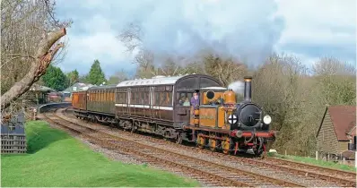  ?? ?? LBSCR ‘Terrier’ 0-6-0T No. 72 leaves Kingscote with the 12.45pm from East Grinstead on the Bluebell Railway on February 10. It will appear in the Severn Valley’s April 18-21 Spring Steam Gala, with Lambton 0-6-0T No. 29 from the North Yorkshire Moors Railway and, subject to final testing, GWR 4-6-0 No. 6880 Betton Grange (Headline News, page 6). NICK GILLIAM