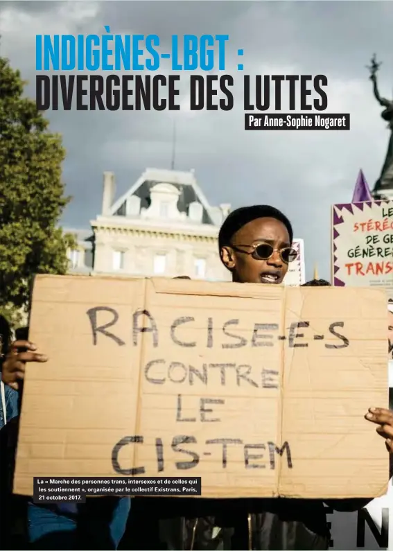  ??  ?? La « Marche des personnes trans, intersexes et de celles qui les soutiennen­t », organisée par le collectif Existrans, Paris, 21 octobre 2017.