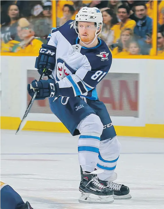  ?? — GETTY FILES ?? Kyle Connor, who snapped an eight-game goalless drought Tuesday against Nashville, will look to keep his run going when the Winnipeg Jets return home this week after a 3-2-1 road trip that failed to make up ground on the first-place Predators.
